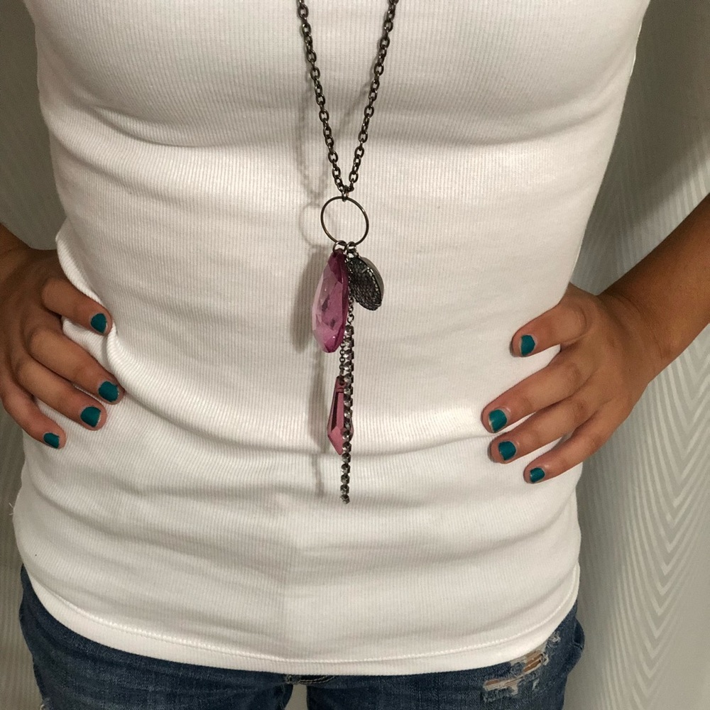Super cute long tassel necklace with rhinestones